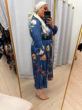 Chic Satin Print Midi Dress - Blue-dress-The Little Tichel Lady