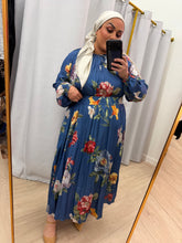 Chic Satin Print Midi Dress - Blue-dress-The Little Tichel Lady