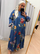 Chic Satin Print Midi Dress - Blue-dress-The Little Tichel Lady