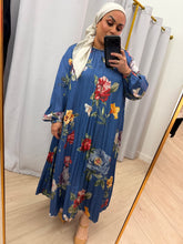 Chic Satin Print Midi Dress - Blue-dress-The Little Tichel Lady