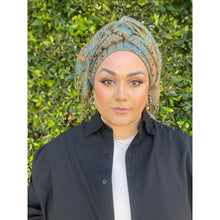 Israeli Pashmina Print Headwrap - Turquoise-Long Wrap-The Little Tichel Lady
