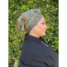 Israeli Pashmina Print Headwrap - Turquoise-Long Wrap-The Little Tichel Lady