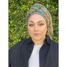 Israeli Pashmina Print Headwrap - Turquoise-Long Wrap-The Little Tichel Lady