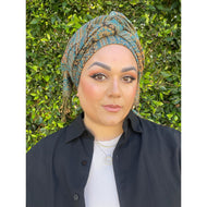 Israeli Pashmina Print Headwrap - Turquoise-Long Wrap-The Little Tichel Lady