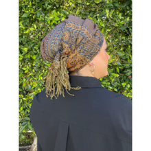 Israeli Pashmina Print Headwrap - Navy-Long Wrap-The Little Tichel Lady