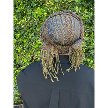 Israeli Pashmina Print Headwrap - Navy-Long Wrap-The Little Tichel Lady