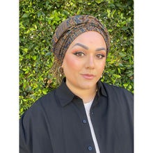 Israeli Pashmina Print Headwrap - Navy-Long Wrap-The Little Tichel Lady