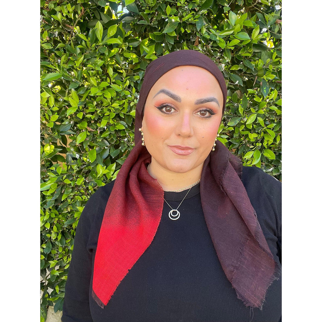 Ombre Cotton Square - Wine/Cherry-Squares-The Little Tichel Lady