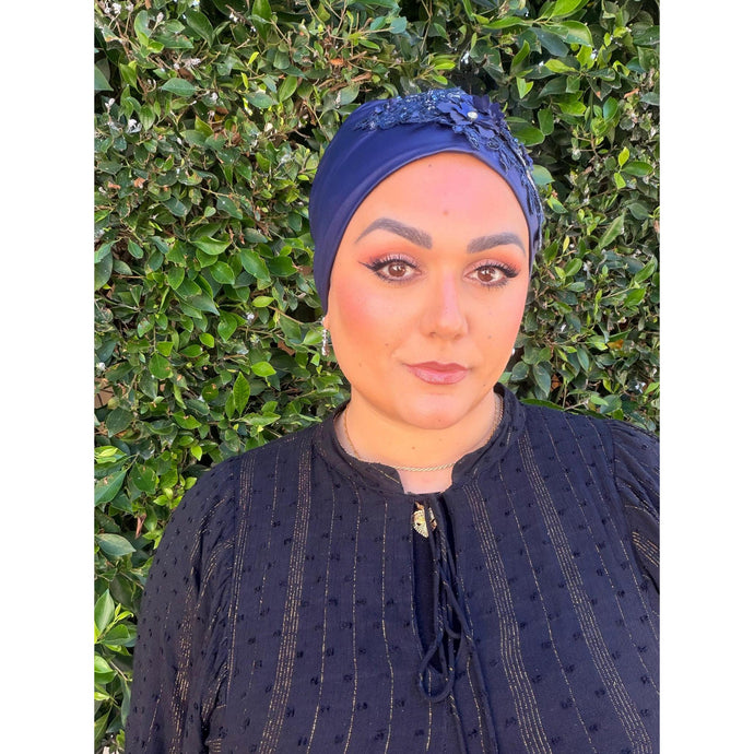 Elegant Slip-On Headcover - Navy Metallic-Specialty Items-The Little Tichel Lady