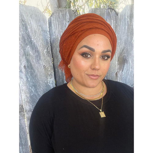 Israeli Boheme Gauzy Long Wrap - Rust-Long Wrap-The Little Tichel Lady