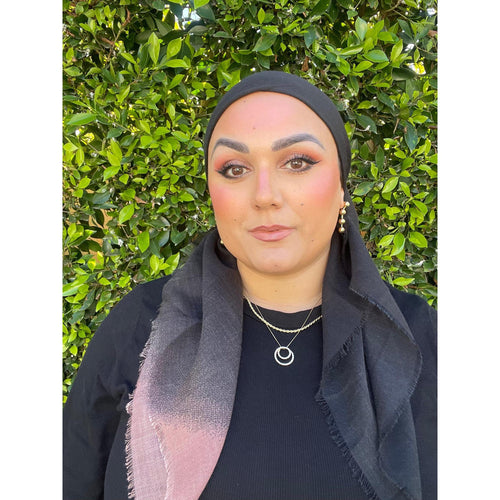 Ombre Cotton Square - Peach-Neutral/Black-Squares-The Little Tichel Lady