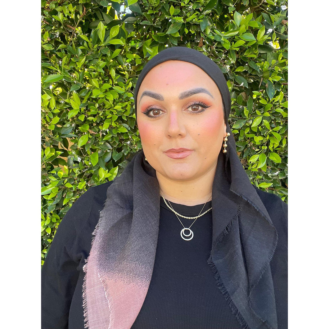 Ombre Cotton Square - Peach-Neutral/Black-Squares-The Little Tichel Lady