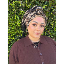 Cozy Israeli Print Headwrap + Tassel Details - Neutral Print-Long Wrap-The Little Tichel Lady