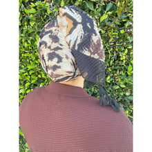 Cozy Israeli Print Headwrap + Tassel Details - Neutral Print-Long Wrap-The Little Tichel Lady