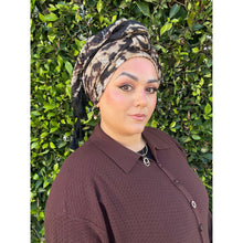 Cozy Israeli Print Headwrap + Tassel Details - Neutral Print-Long Wrap-The Little Tichel Lady