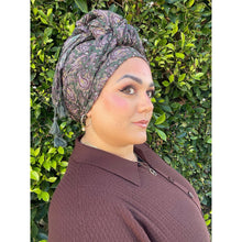 Cozy Israeli Print Headwrap + Tassel Details - Olive Paisley-Long Wrap-The Little Tichel Lady