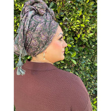 Cozy Israeli Print Headwrap + Tassel Details - Olive Paisley-Long Wrap-The Little Tichel Lady