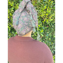 Cozy Israeli Print Headwrap + Tassel Details - Olive Paisley-Long Wrap-The Little Tichel Lady
