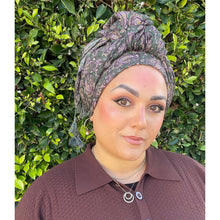 Cozy Israeli Print Headwrap + Tassel Details - Olive Paisley-Long Wrap-The Little Tichel Lady