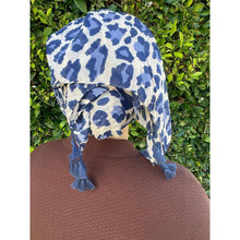Cozy Israeli Print Headwrap + Tassel Details - Blue Leopard-Long Wrap-The Little Tichel Lady