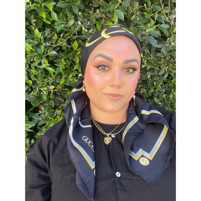 Gucci Authentic Vintage Designer Headscarf, Finimenti Equestrian Print-Designer headscarf-The Little Tichel Lady