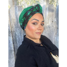 Israeli Harmonia 3-in-1 Headwraps - Black/Emerald Floral-Long wrap-The Little Tichel Lady