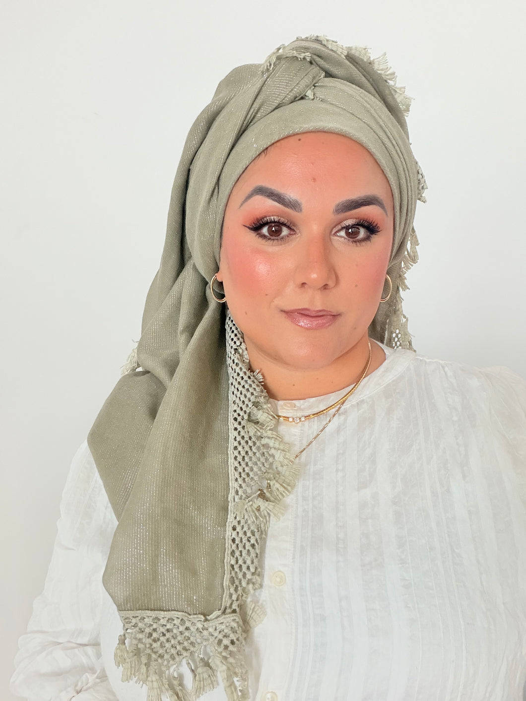 Signature XL Israeli Cotton Square - Muted Olive-square-The Little Tichel Lady