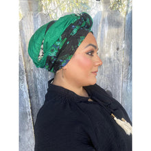 Israeli Harmonia 3-in-1 Headwraps - Black/Emerald Floral-Long wrap-The Little Tichel Lady