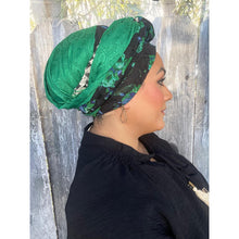 Israeli Harmonia 3-in-1 Headwraps - Black/Emerald Floral-Long wrap-The Little Tichel Lady