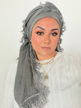 Signature XL Israeli Cotton Square - Gray/Black-square-The Little Tichel Lady