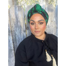 Israeli Harmonia 3-in-1 Headwraps - Black/Emerald Floral-Long wrap-The Little Tichel Lady