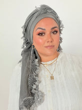 Signature XL Israeli Cotton Square - Gray/Black-square-The Little Tichel Lady