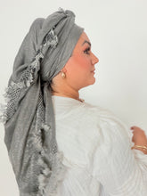 Signature XL Israeli Cotton Square - Gray/Black-square-The Little Tichel Lady