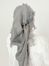 Signature XL Israeli Cotton Square - Gray/Black-square-The Little Tichel Lady