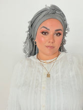 Signature XL Israeli Cotton Square - Gray/Black-square-The Little Tichel Lady