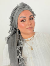 Signature XL Israeli Cotton Square - Gray/Black-square-The Little Tichel Lady