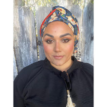 Israeli Harmonia 3-in-1 Headwraps - Blue/Orange Floral-Long wrap-The Little Tichel Lady