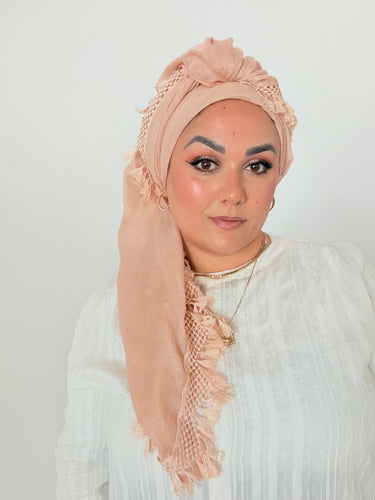 Signature XL Israeli Cotton Square - Peachy-square-The Little Tichel Lady