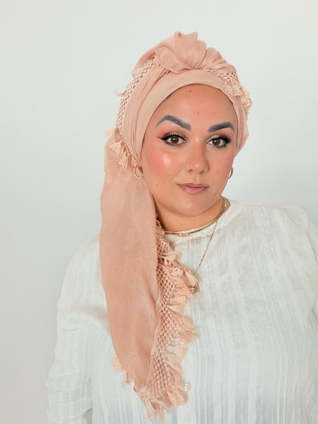 Signature XL Israeli Cotton Square - Peachy-square-The Little Tichel Lady