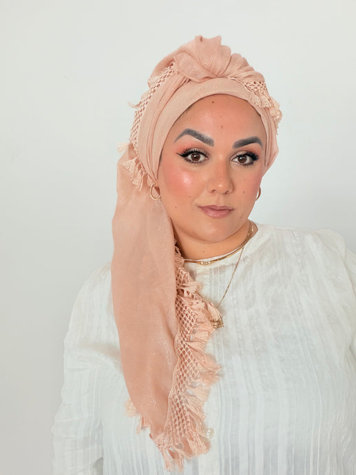 Signature XL Israeli Cotton Square - Peachy-square-The Little Tichel Lady