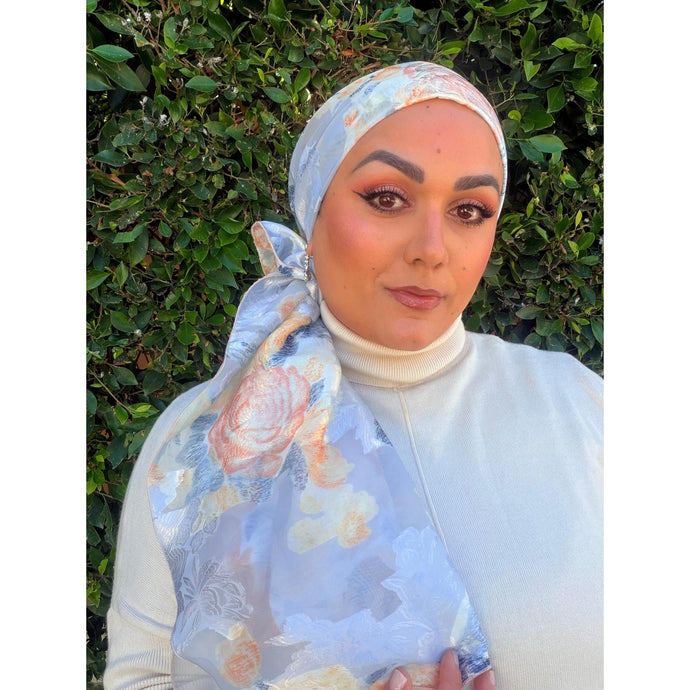 Rinati Lakel - Yom Yom, Calm Blue Floral-Specialty Items-The Little Tichel Lady