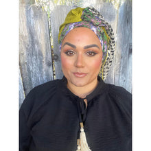 Israeli Harmonia 3-in-1 Headwraps - Purple/Green Print-Long wrap-The Little Tichel Lady