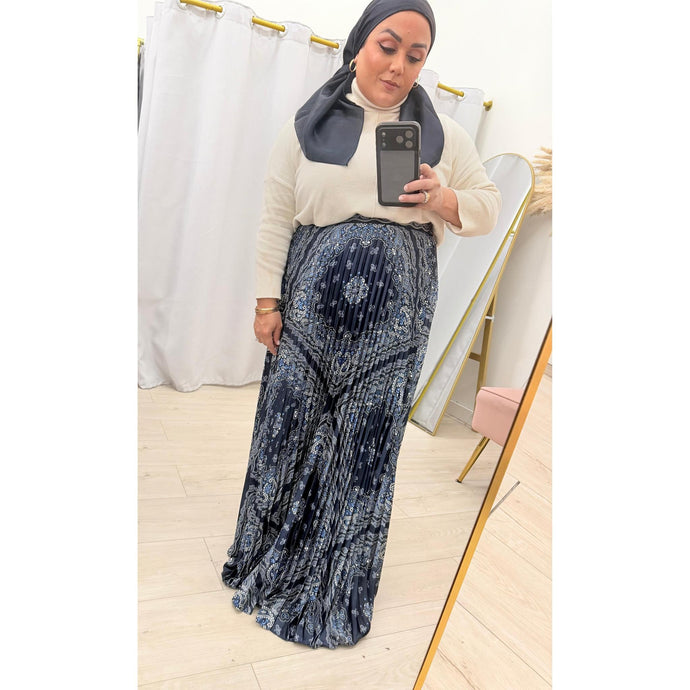 Patchwork Paisley Pleated Maxi Skirt-skirt-The Little Tichel Lady