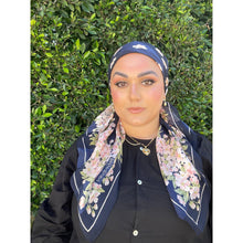 YSL Authentic Designer Headscarf, Navy Floral-Designer headscarf-The Little Tichel Lady