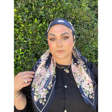 YSL Authentic Designer Headscarf, Navy Floral-Designer headscarf-The Little Tichel Lady