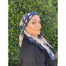 YSL Authentic Designer Headscarf, Navy Floral-Designer headscarf-The Little Tichel Lady