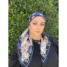 YSL Authentic Designer Headscarf, Navy Floral-Designer headscarf-The Little Tichel Lady
