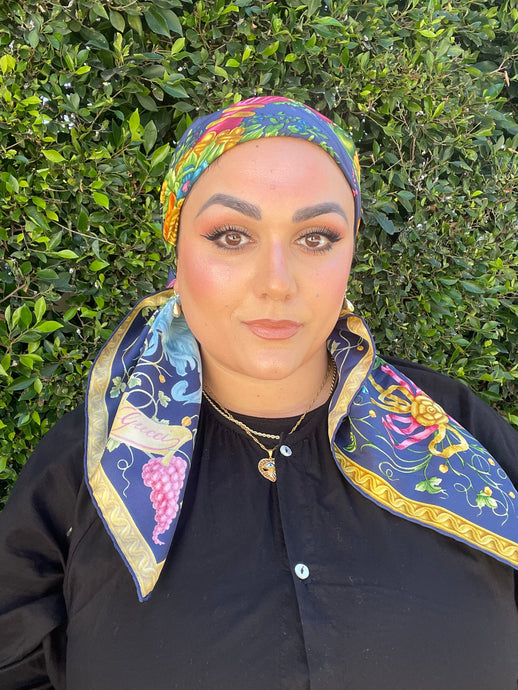 Gucci Authentic Vintage Designer Headscarf, Royal Flora-Designer headscarf-The Little Tichel Lady