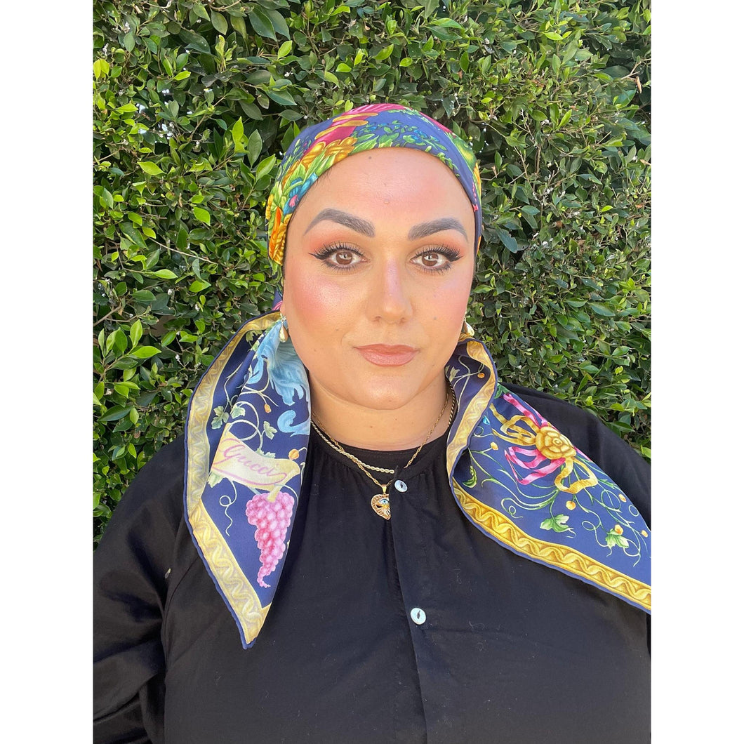 Gucci Authentic Vintage Designer Headscarf, Royal Flora-Designer headscarf-The Little Tichel Lady