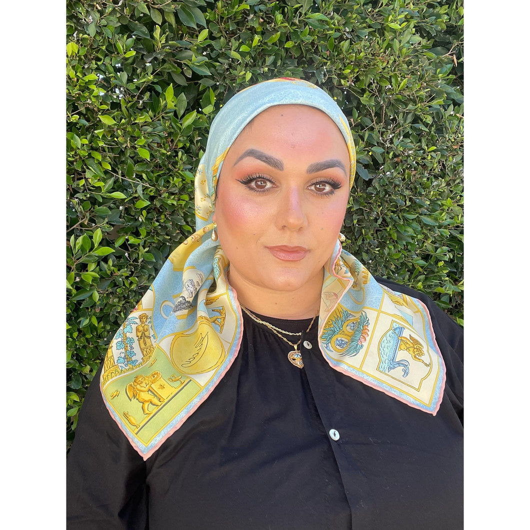 Gucci Authentic Vintage Designer Headscarf, Teacups & Cherubs-Designer headscarf-The Little Tichel Lady